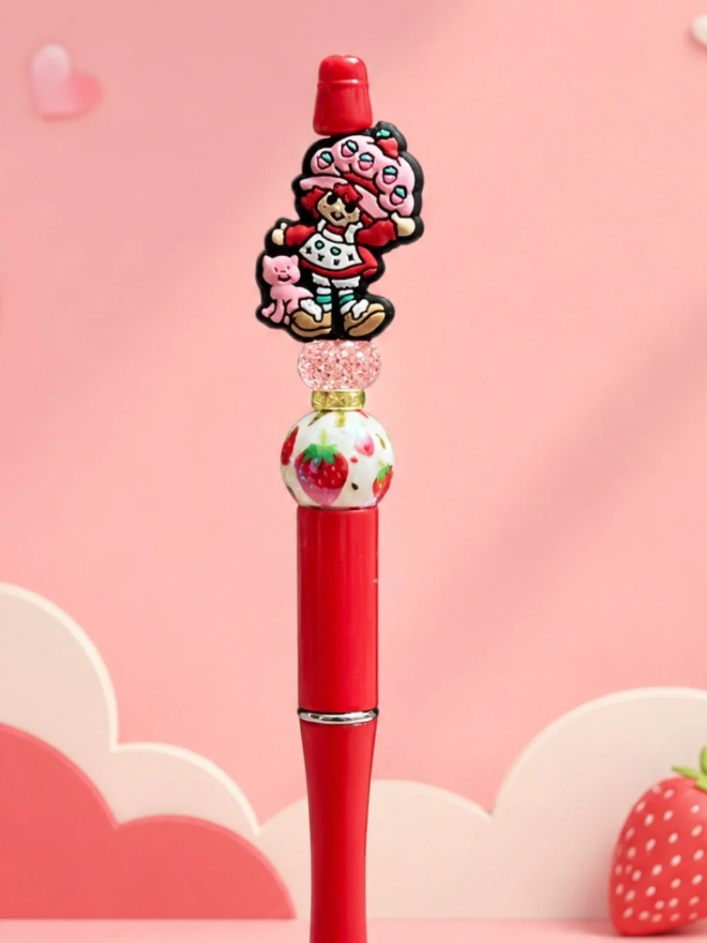 Strawberry Sweet Character Decorative Beaded Pen